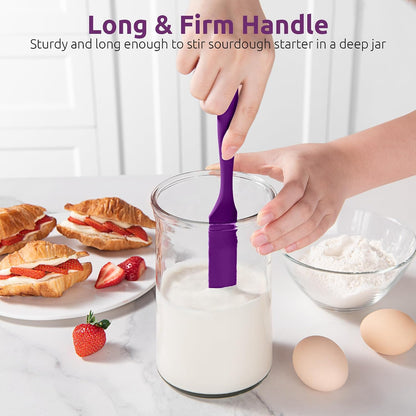 Skinny Silicone Jar Spatula Scraper, 10in Sourdough Tool, Aqua Sky