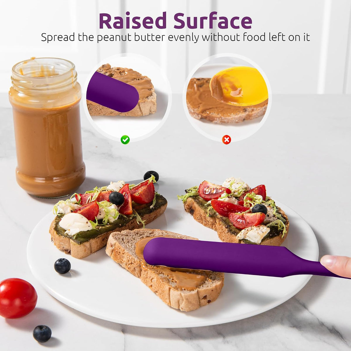 Skinny Silicone Jar Spatula Scraper, 10in Sourdough Tool, Aqua Sky