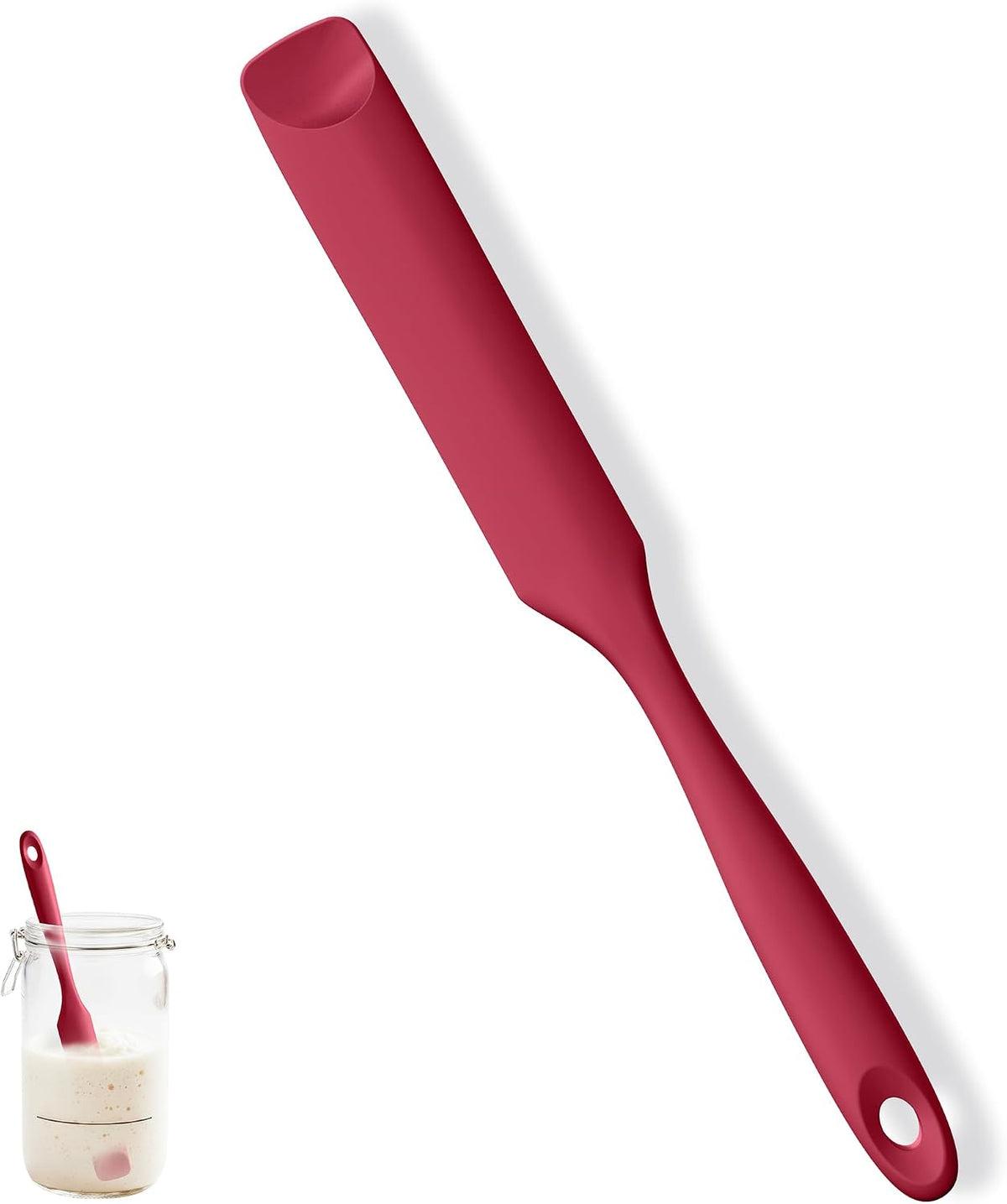 Skinny Silicone Jar Spatula Scraper, 10in Sourdough Tool, Aqua Sky