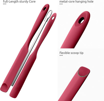 Skinny Silicone Jar Spatula Scraper, 10in Sourdough Tool, Aqua Sky