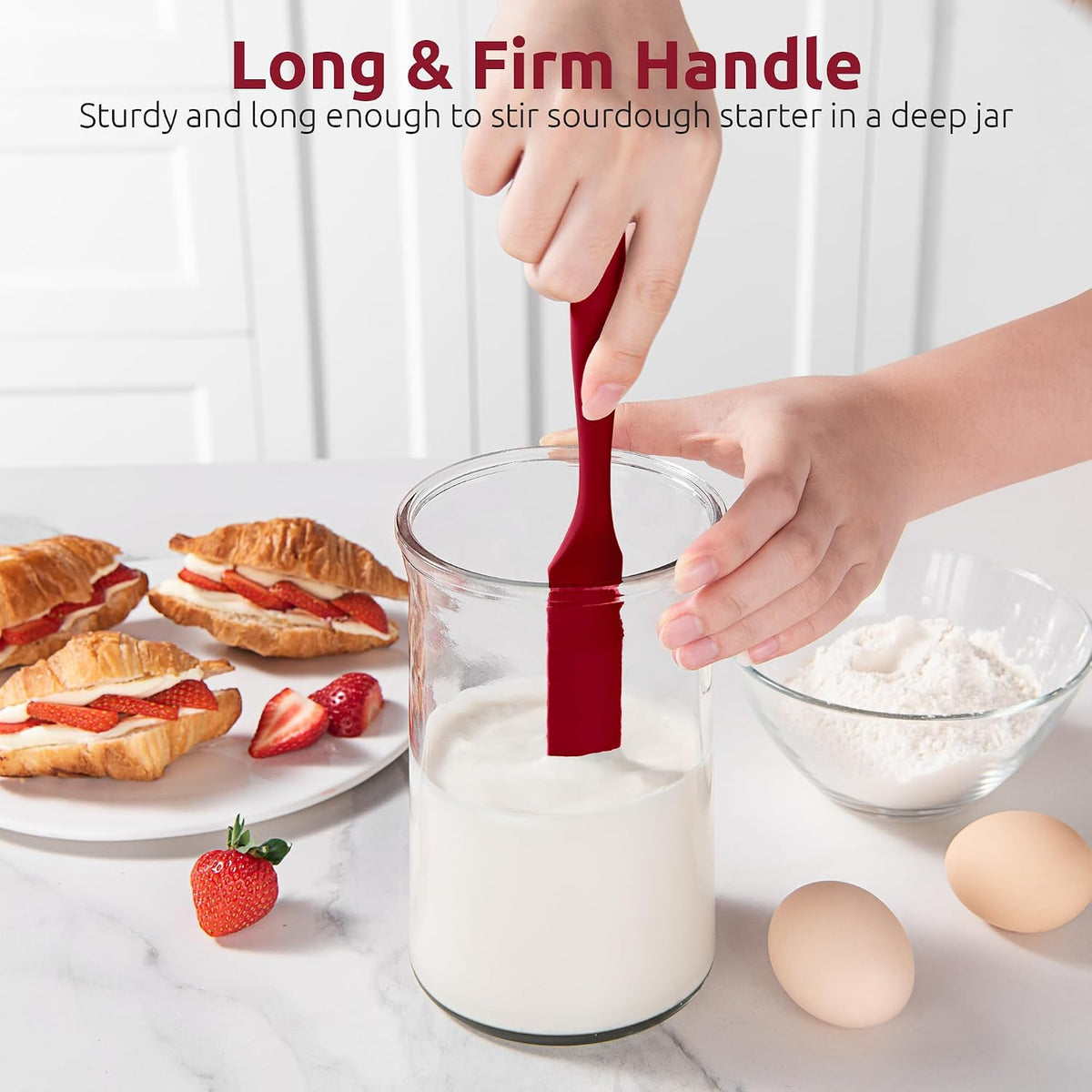 Skinny Silicone Jar Spatula Scraper, 10in Sourdough Tool, Aqua Sky