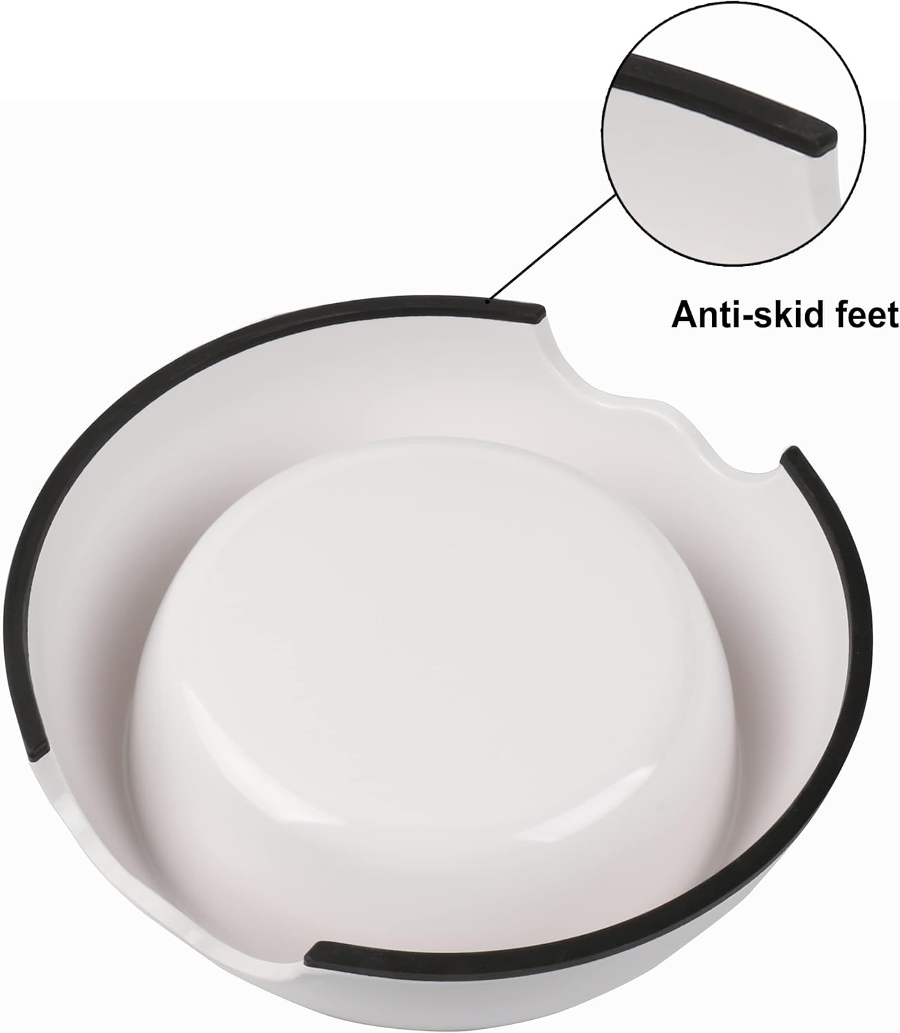 Melamine Plastic Dog Food Bowl, Non Skid Base，Anti-Slip Pet Feeder Bowls, 2-in-1 Removable Stainless Steel Pet Feeder Holder for Dogs and Cats (14oz 6.89in*2.24 in, White)