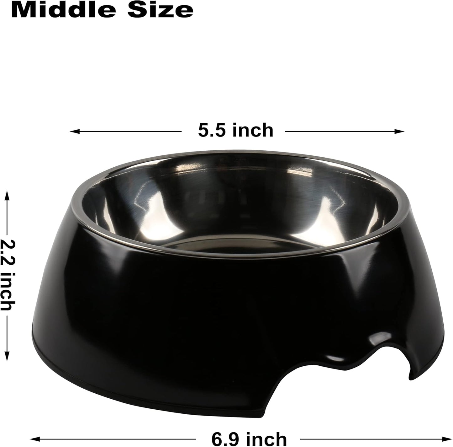 Melamine Plastic Dog Food Bowl, Non Skid Base，Anti-Slip Pet Feeder Bowls, 2-in-1 Removable Stainless Steel Pet Feeder Holder for Dogs and Cats (14oz 6.89in*2.24 in, White)