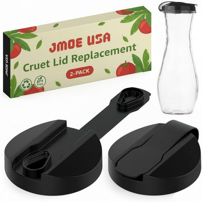Replacement Lids For Good Seasons Salad Dressing Cruet Glasses | Food-Grade Plastic | Tight Fit & Closeable Cap | 2-Pack