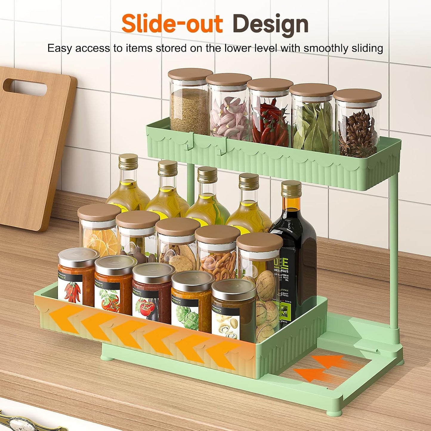 3-Pack 2-Tier L-Shaped Under Sink Organizers with Sliding Drawers | Multi-use kitchen & bathroom storage, 12.85 inch black cabinet organizer, space-saving sliding drawer design.