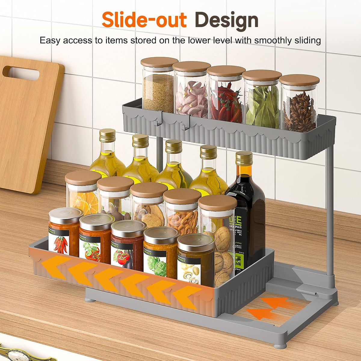 3-Pack 2-Tier L-Shaped Under Sink Organizers with Sliding Drawers | Multi-use kitchen & bathroom storage, 12.85 inch black cabinet organizer, space-saving sliding drawer design.