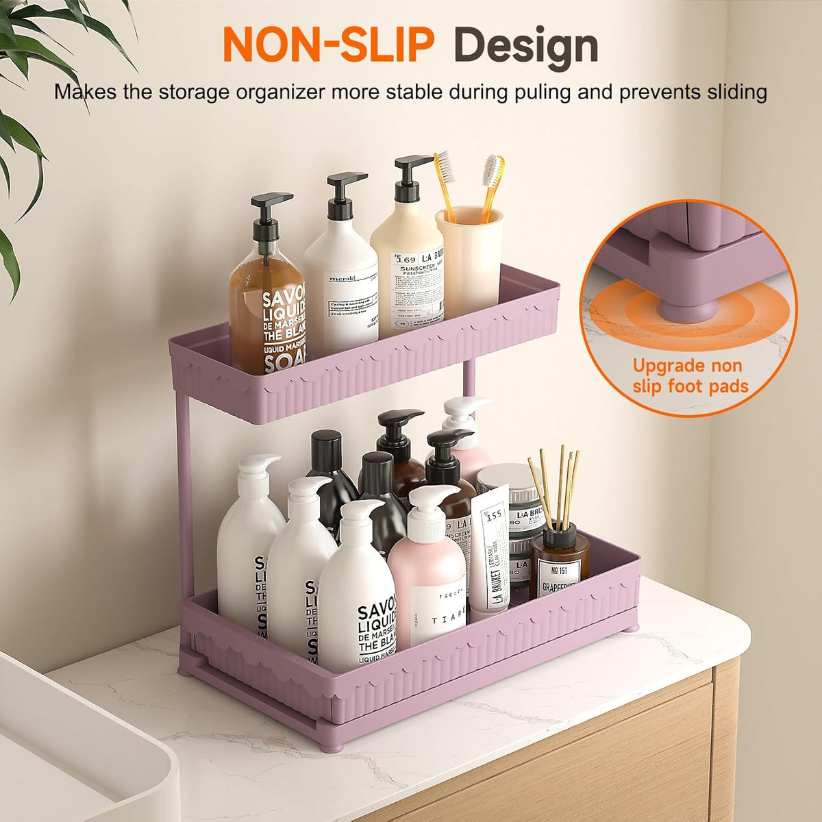 3-Pack 2-Tier L-Shaped Under Sink Organizers with Sliding Drawers | Multi-use kitchen & bathroom storage, 12.85 inch black cabinet organizer, space-saving sliding drawer design.