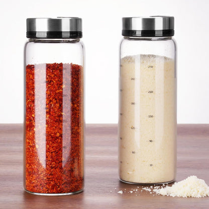 2Pack 10oz Glass Spice Shakers Set, Adjustable Lid Dispenser, Clear