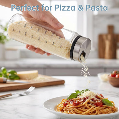 2Pack 10oz Glass Spice Shakers Set, Adjustable Lid Dispenser, Clear