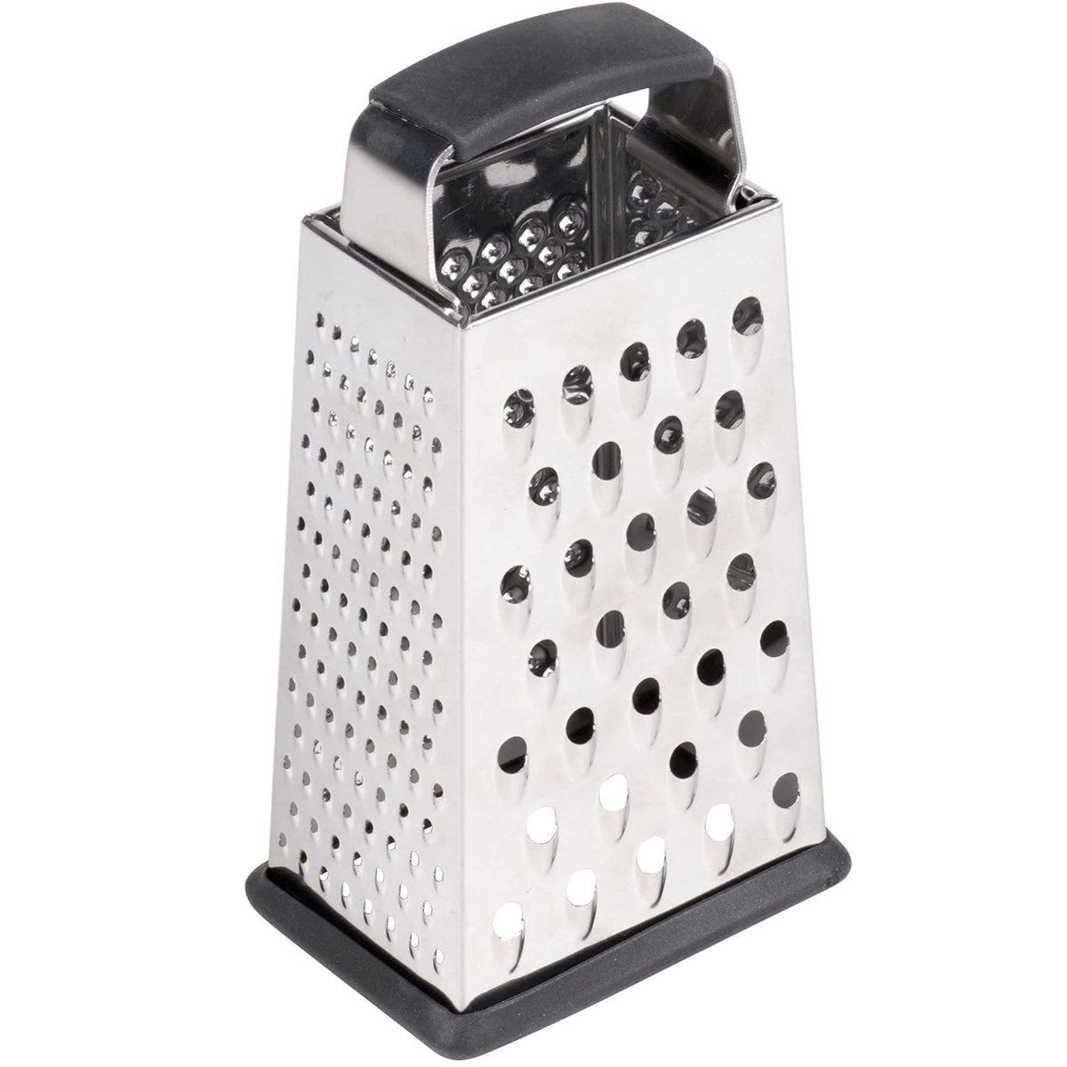 SG203BH, Cash & Carry Back Of The House Box Grater, Small 6" Size, 4-Sided Tapered Design, Anti-Slip Base, Dishwasher Safe, Stainless Steel, Ideal for Shredding Veggies and Grating Cheese