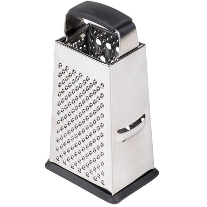 SG203BH, Cash & Carry Back Of The House Box Grater, Small 6" Size, 4-Sided Tapered Design, Anti-Slip Base, Dishwasher Safe, Stainless Steel, Ideal for Shredding Veggies and Grating Cheese