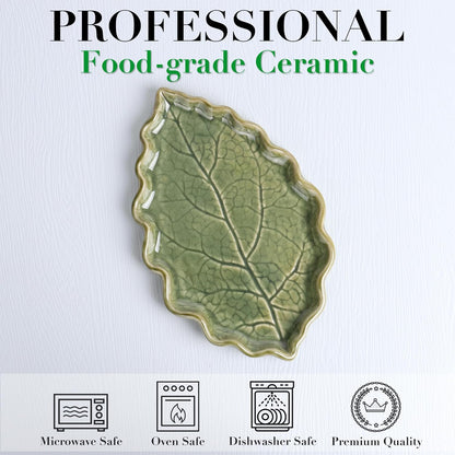 Ceramic Spoon Rest for Stove Top Cute Leaf Spoon Rest for Kitchen Counter | Spoon Holder for Stove, Home Whimsical Decor Kitchen, Green Kitchen Decor and Accessories, Kitchen Cottage Core Decor, 1Pack