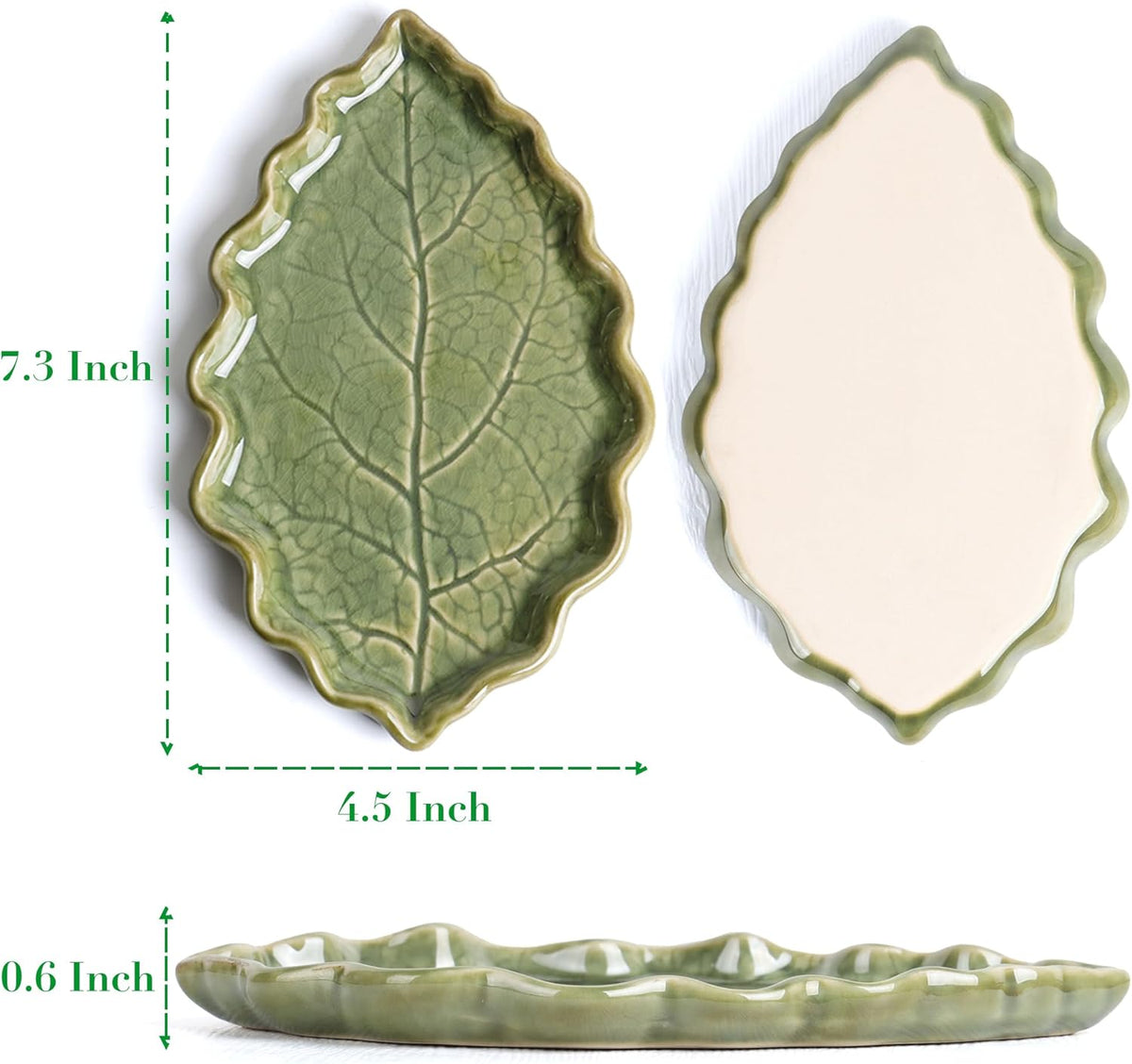 Ceramic Spoon Rest for Stove Top Cute Leaf Spoon Rest for Kitchen Counter | Spoon Holder for Stove, Home Whimsical Decor Kitchen, Green Kitchen Decor and Accessories, Kitchen Cottage Core Decor, 1Pack