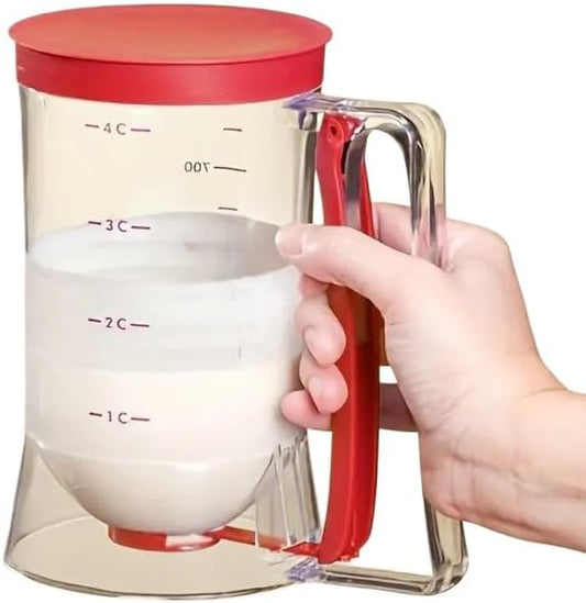 Batter Dispenser With Measuring Scale 900ml Capacity Leak Proof Design For Baking Pancake Muffin Cupcake Easy To Use Kitchen Baking Tool Baking Supplies for Griddle（Red）
