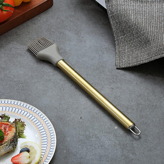 Gold Basting Brush, Non-stick Silicone Kitchen Brush For Cooking With Titanium Gold Plating Handle, Barbeque Brush, Pastry Brush, BBQ Brush, Dishwasher Safe, Easy to Clean