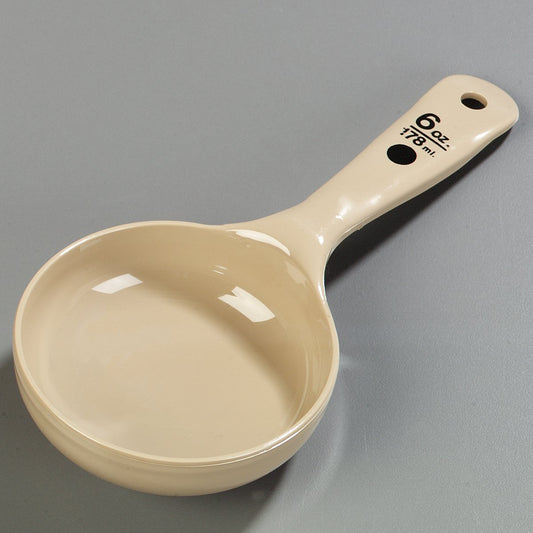 Measure Miser Plastic Measuring Spoon with Short Handle, 6 Ounces, Beige