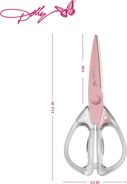 All-Purpose Kitchen Scissors with Pink Blade and Clear Acrylic Handle - Sharp Stainless Steel Kitchen Shears for Food, Herbs, Parchment and Crafts