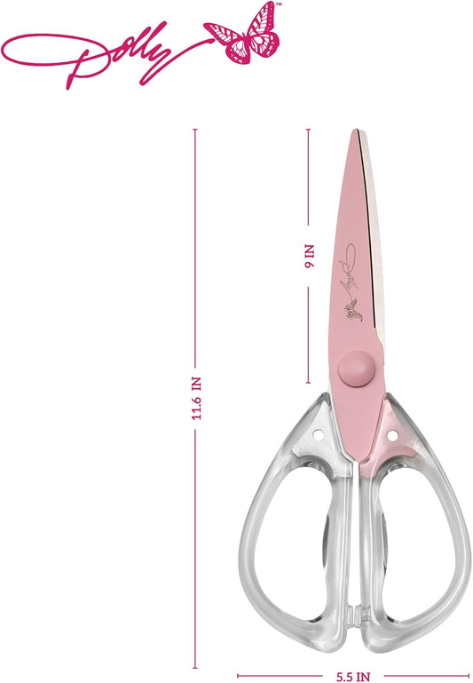 All-Purpose Kitchen Scissors with Pink Blade and Clear Acrylic Handle - Sharp Stainless Steel Kitchen Shears for Food, Herbs, Parchment and Crafts