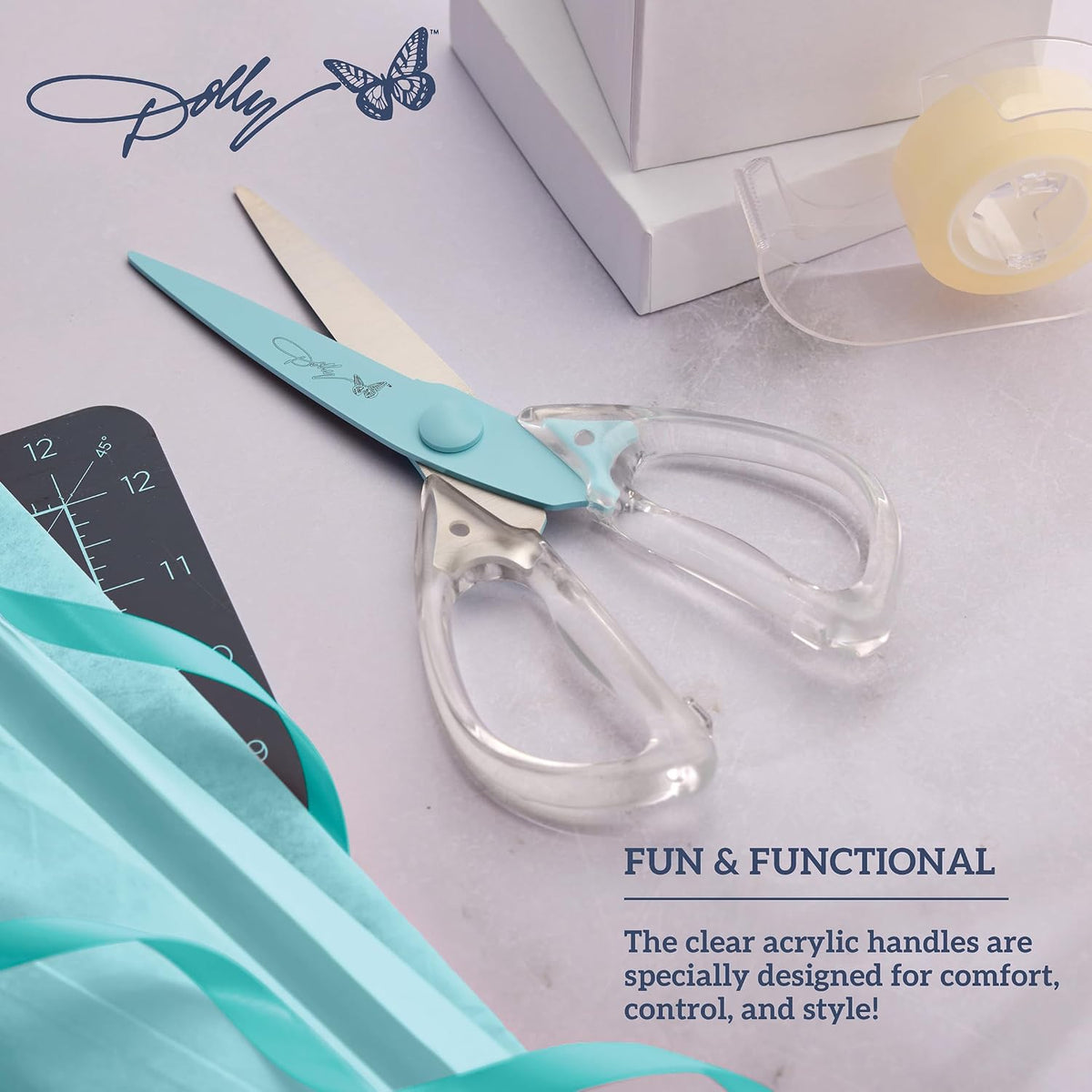 All-Purpose Kitchen Scissors with Pink Blade and Clear Acrylic Handle - Sharp Stainless Steel Kitchen Shears for Food, Herbs, Parchment and Crafts