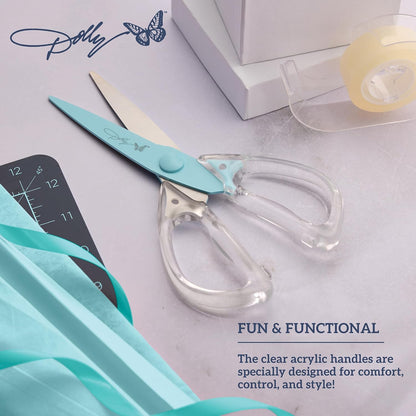 All-Purpose Kitchen Scissors with Pink Blade and Clear Acrylic Handle - Sharp Stainless Steel Kitchen Shears for Food, Herbs, Parchment and Crafts