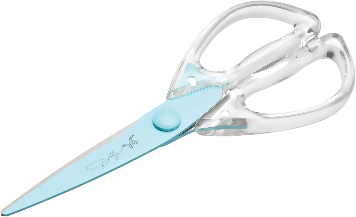 All-Purpose Kitchen Scissors with Pink Blade and Clear Acrylic Handle - Sharp Stainless Steel Kitchen Shears for Food, Herbs, Parchment and Crafts