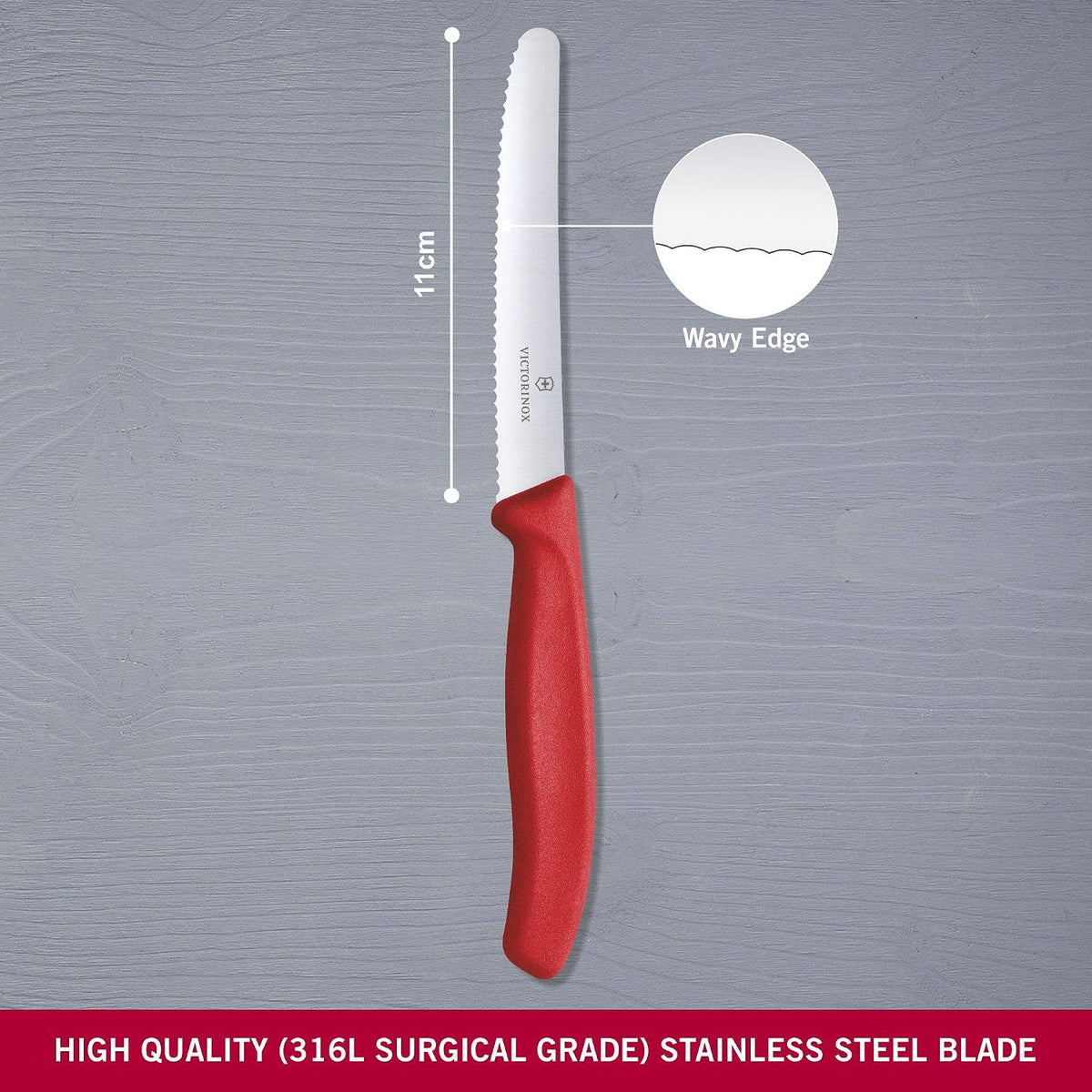Swiss Classic 4.3 In Tomato and Table Knife,Serrated Blade, Red