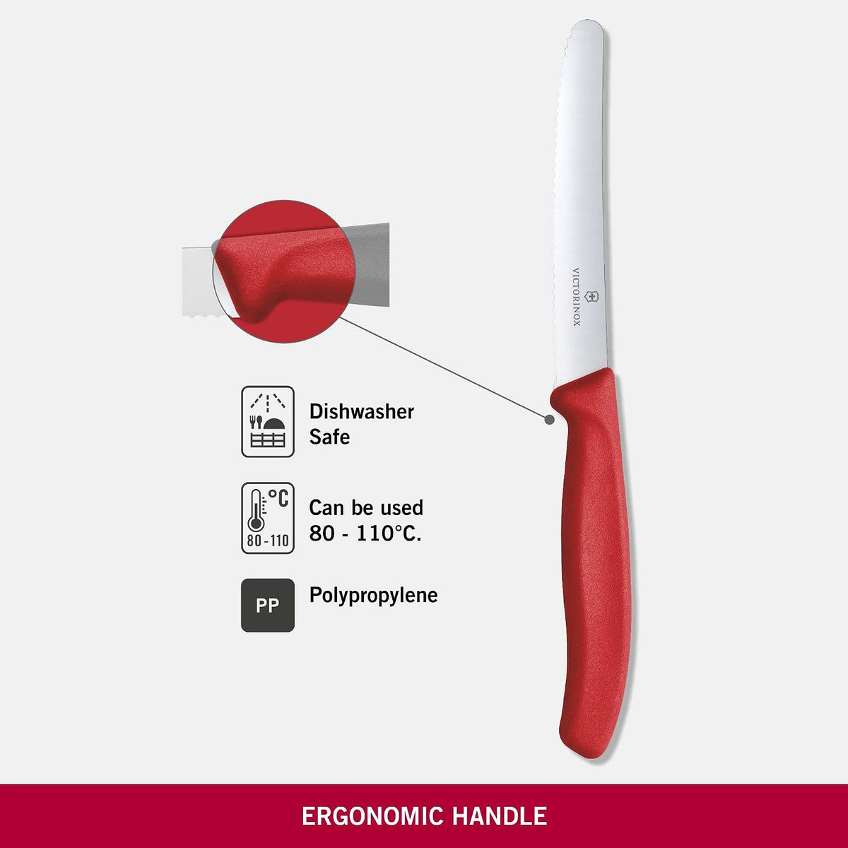 Swiss Classic 4.3 In Tomato and Table Knife,Serrated Blade, Red