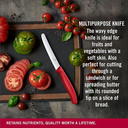 Swiss Classic 4.3 In Tomato and Table Knife,Serrated Blade, Red