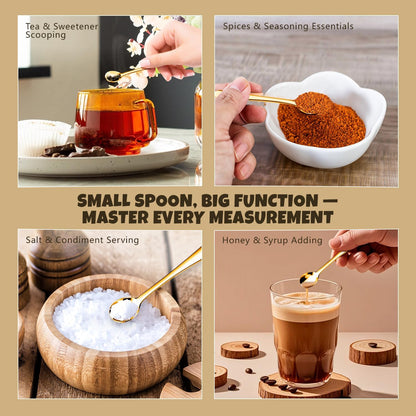 Small Spoons for Spice Jars 8 Pcs Mini Spoons Set, 2.9 Inch SUS 304 Stainless Steel Tiny Spoon for Spices, Salt, Pepper, Condiment, Sugar, Honey, Coffee (Gold)