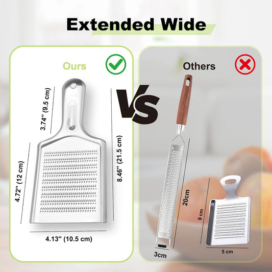 Ginger Grater Tool, Stainless Steel Grater Rustproof 8.46"x4.16" Large Size Ginger Grinder for Fine Grate, Dishwasher Safe Kitchen Tool for Garlic Cheese, Nutmeg, Vegetables & Citrus Zesting