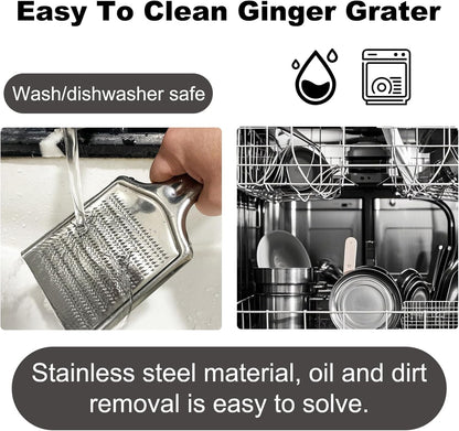 Ginger Grater Tool, Stainless Steel Grater Rustproof 8.46"x4.16" Large Size Ginger Grinder for Fine Grate, Dishwasher Safe Kitchen Tool for Garlic Cheese, Nutmeg, Vegetables & Citrus Zesting