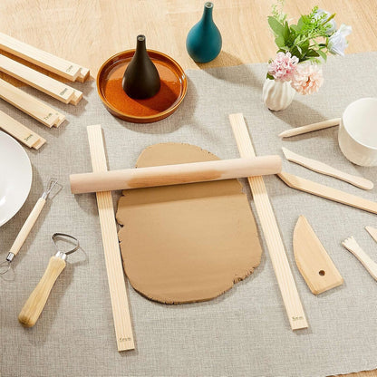 10 Pcs Clay Pottery Rolling Pin Guides,5 Size,Wood Color