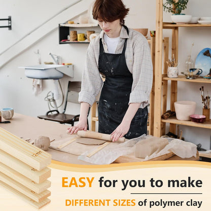 10 Pcs Clay Pottery Rolling Pin Guides,5 Size,Wood Color