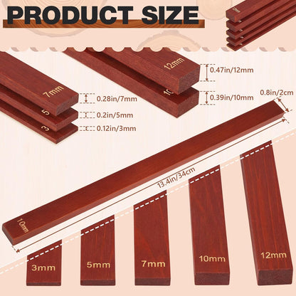 10 Pcs Clay Pottery Rolling Pin Guides,5 Size,Wood Color