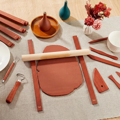10 Pcs Clay Pottery Rolling Pin Guides,5 Size,Wood Color