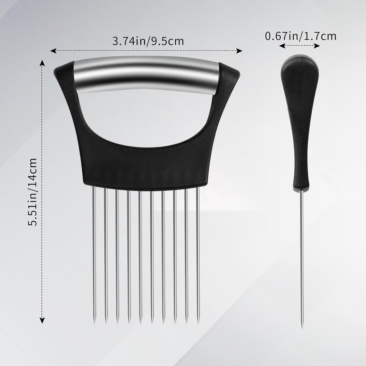 2PCS Onion Slicer Holder,Stainless Steel Onion Slicer(Black)