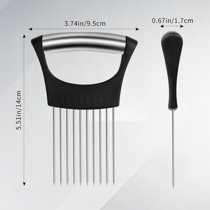 2PCS Onion Slicer Holder,Stainless Steel Onion Slicer(Black)