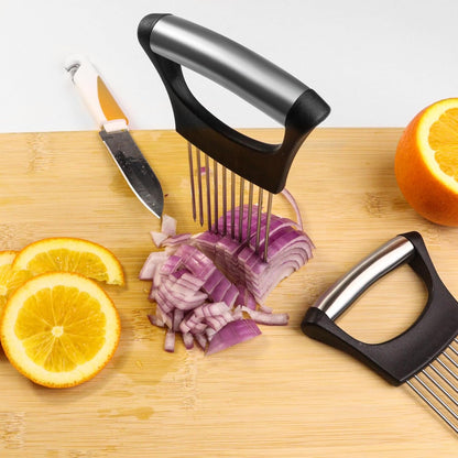 2PCS Onion Slicer Holder,Stainless Steel Onion Slicer(Black)