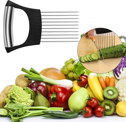 2PCS Onion Slicer Holder,Stainless Steel Onion Slicer(Black)