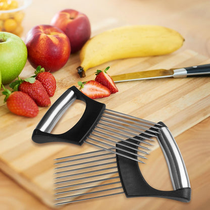 2PCS Onion Slicer Holder,Stainless Steel Onion Slicer(Black)