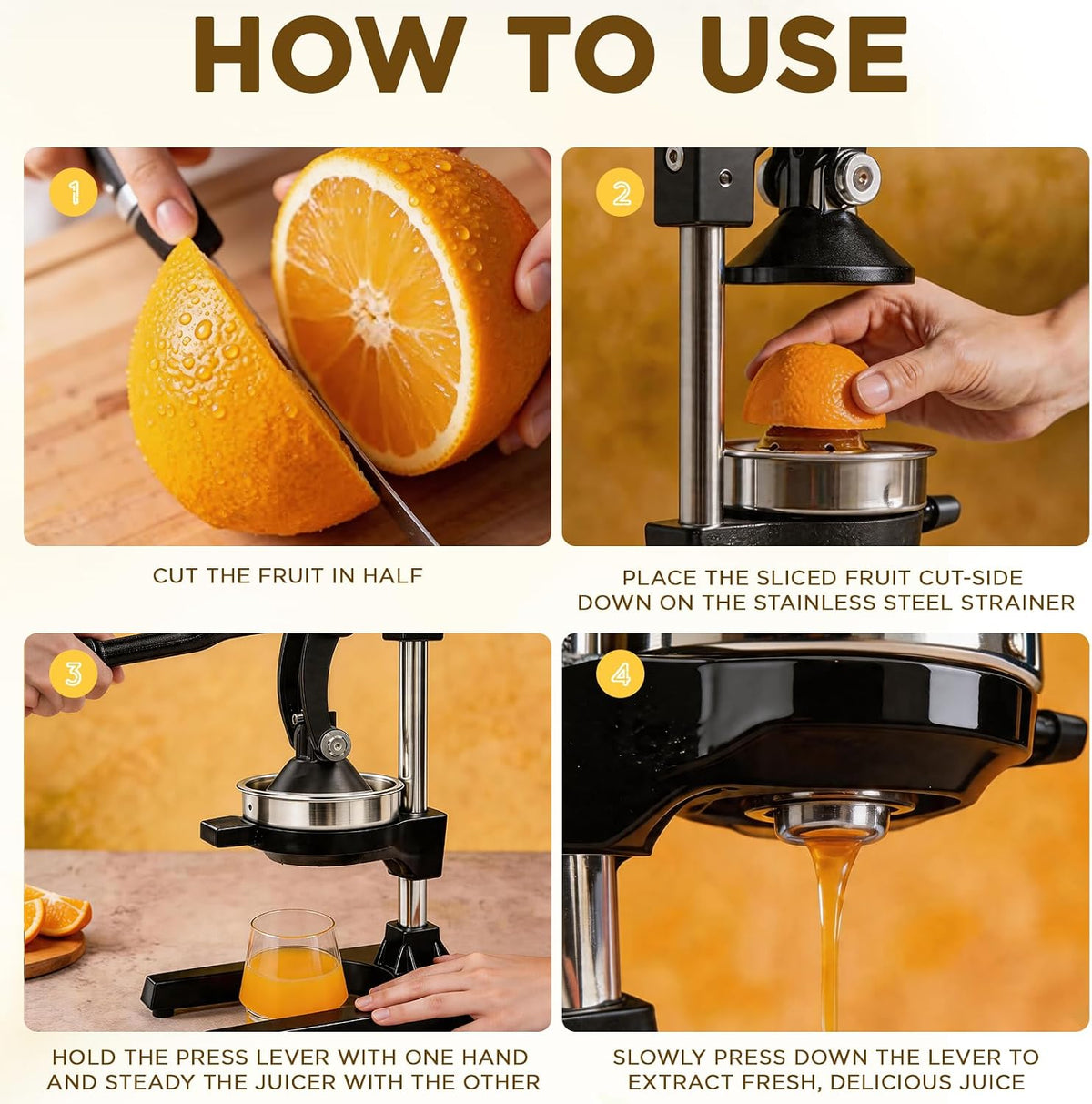 Cast Iron Hand Press, Lemon Manual Juicer, Citrus Press, Black