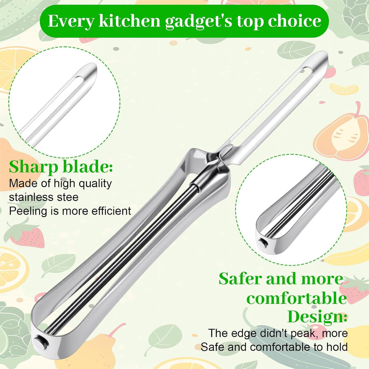 2 Pack Stainless Steel Vegetable & Potato Peeler for Kitchen