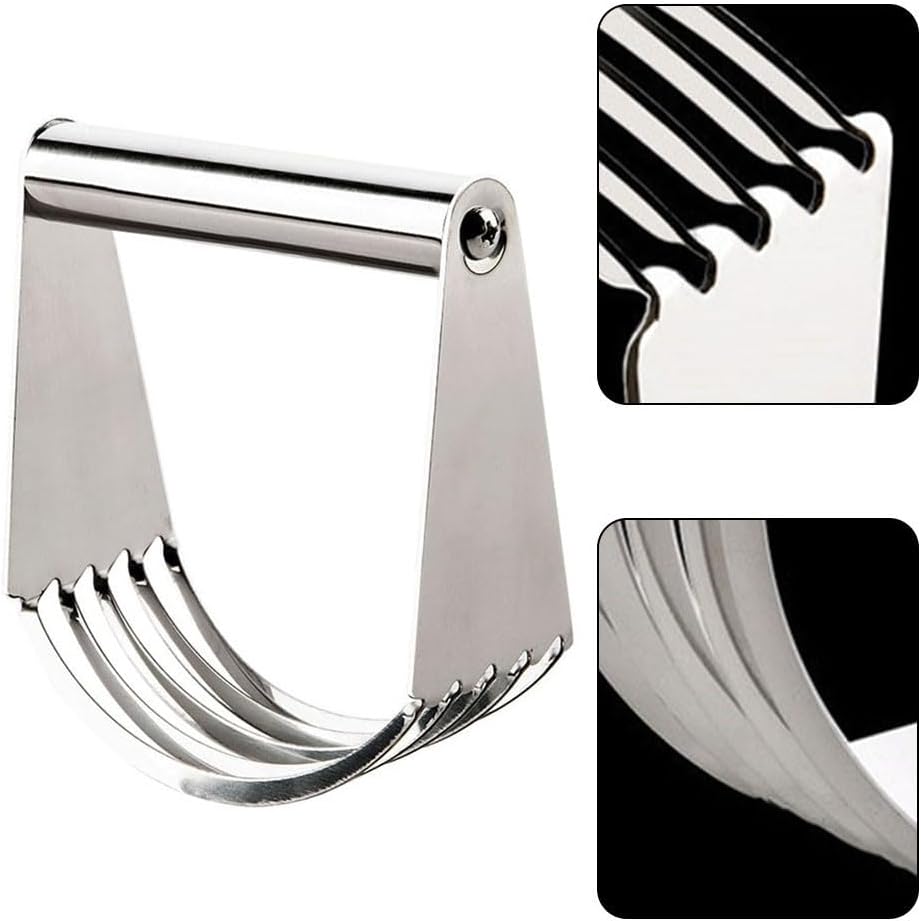 Stainless Steel Pastry Cutter with Soft Grip for Cake Dough and Butter Cutting, Non- Flour Mixer for Baking, Dishwasher Safe Handheld Dough for Blender(A)