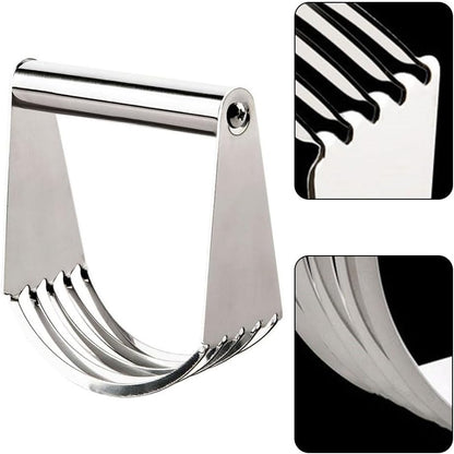 Stainless Steel Pastry Cutter with Soft Grip for Cake Dough and Butter Cutting, Non- Flour Mixer for Baking, Dishwasher Safe Handheld Dough for Blender(A)