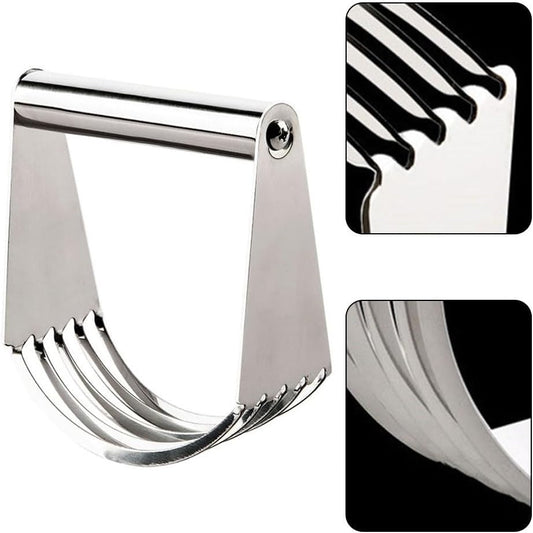 Stainless Steel Pastry Cutter with Soft Grip for Cake Dough and Butter Cutting, Non- Flour Mixer for Baking, Dishwasher Safe Handheld Dough for Blender(A)