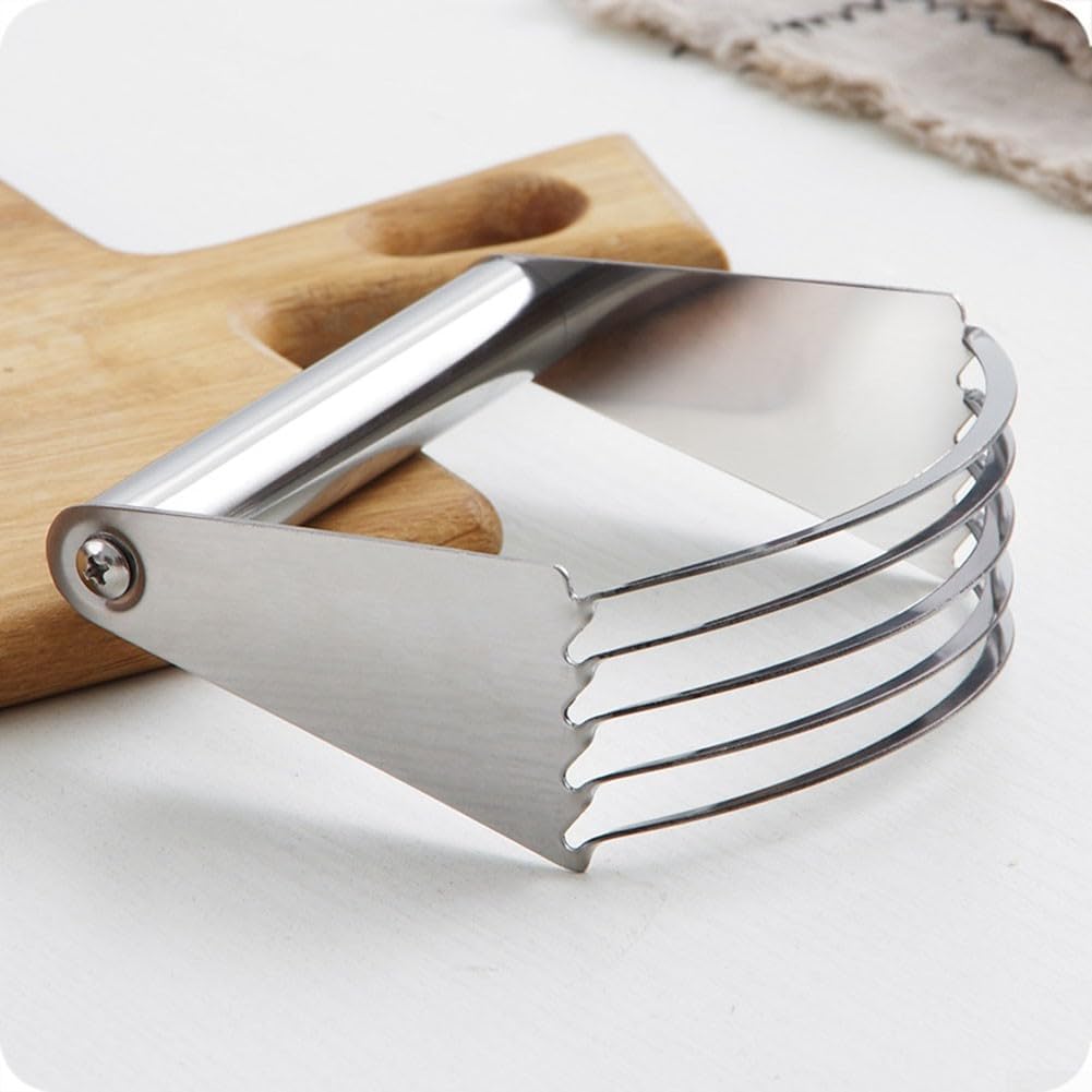 Stainless Steel Pastry Cutter with Soft Grip for Cake Dough and Butter Cutting, Non- Flour Mixer for Baking, Dishwasher Safe Handheld Dough for Blender(A)