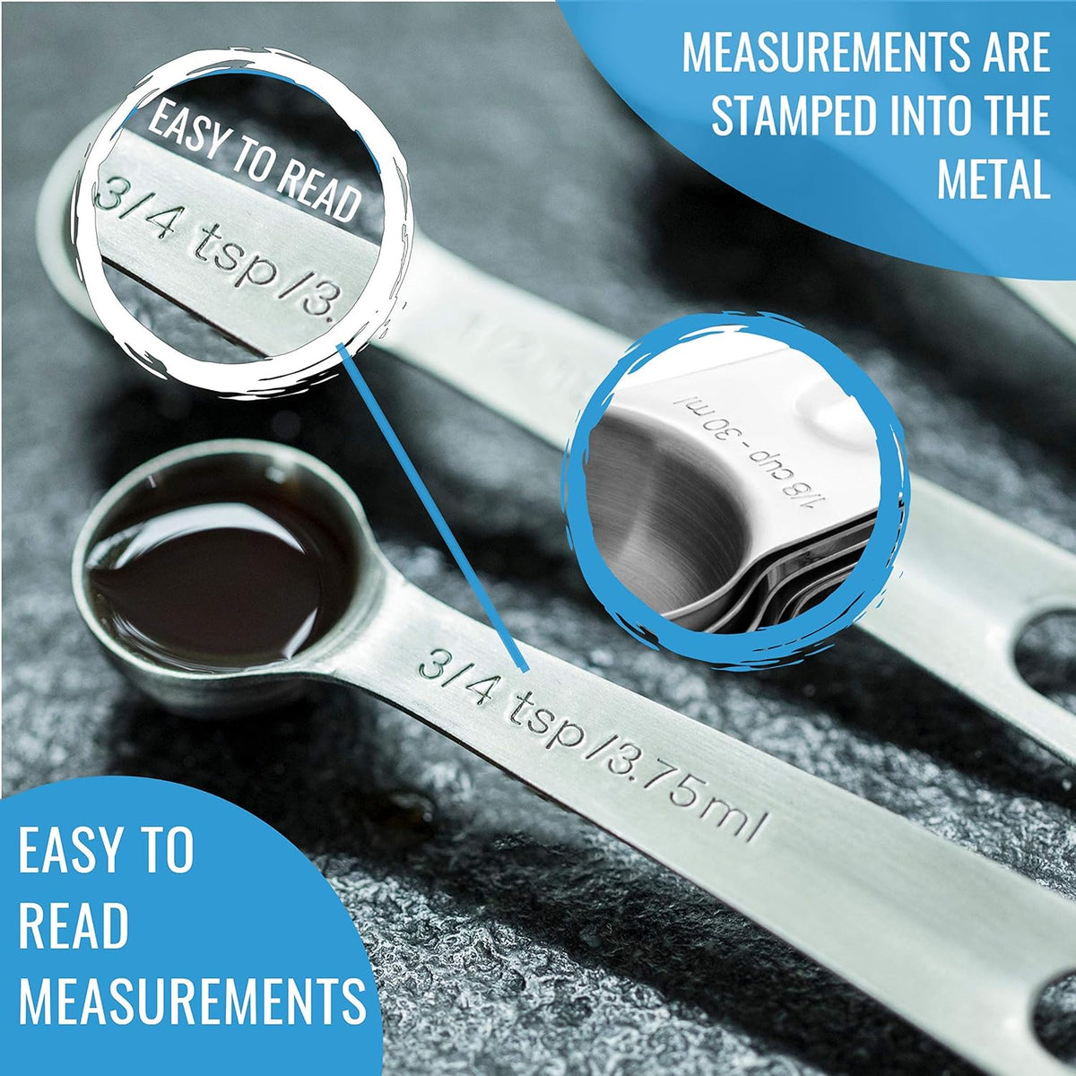 Measuring Cups and Spoons Set, 16-Piece Stainless Steel, Leveler & Chart