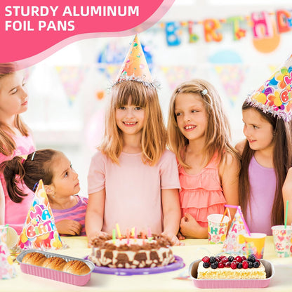30 Pack Gold Mini Rectangular Aluminum Foil Loaf Pans with Lids 6.8oz, Spoons & Sealing Stickers Included - Perfect for Baking Mini Cakes, Parties & Gifting