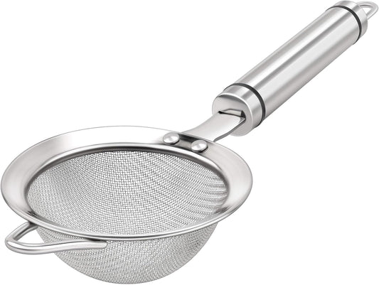 3.35inch 304 Stainless Steel Fine Mesh Strainers for Kitchen, Colander-Skimmer with Handle, Metal Sieve Sifters for Food, Rice, Oil, Noodles, Fruits, Vegetable, Tea Strainer