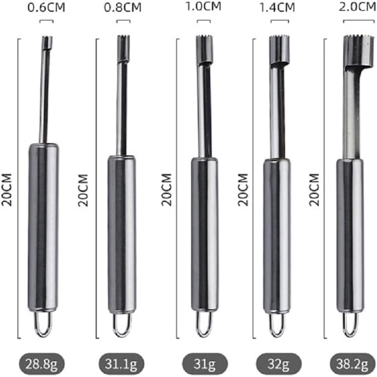 Fruit and Vegetable Corer Tool, Multi-Function Stainless Corer and Pitter Remover Set for Apple, Pear, Cherry, Jujube, Red Dates, Berry, Chili, Jalapeno Pepper, Tomato, potato - 6 Pieces